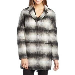 Volcom Fuzzy Wool Plaid Pea Coat Jacket